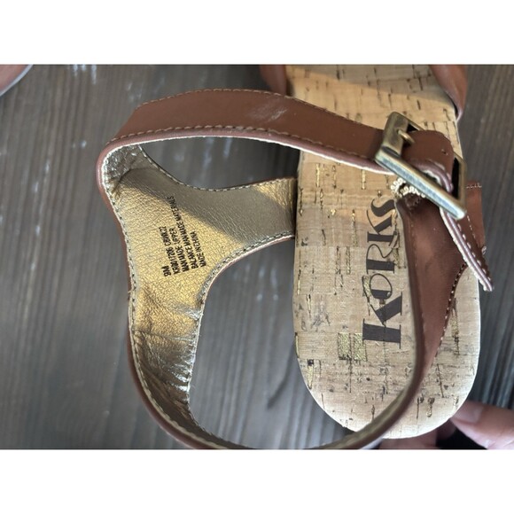 Korks Women's Dawson Cork Soles Sedge Sandals Leather Brown Size 9M - Picture 3 of 10